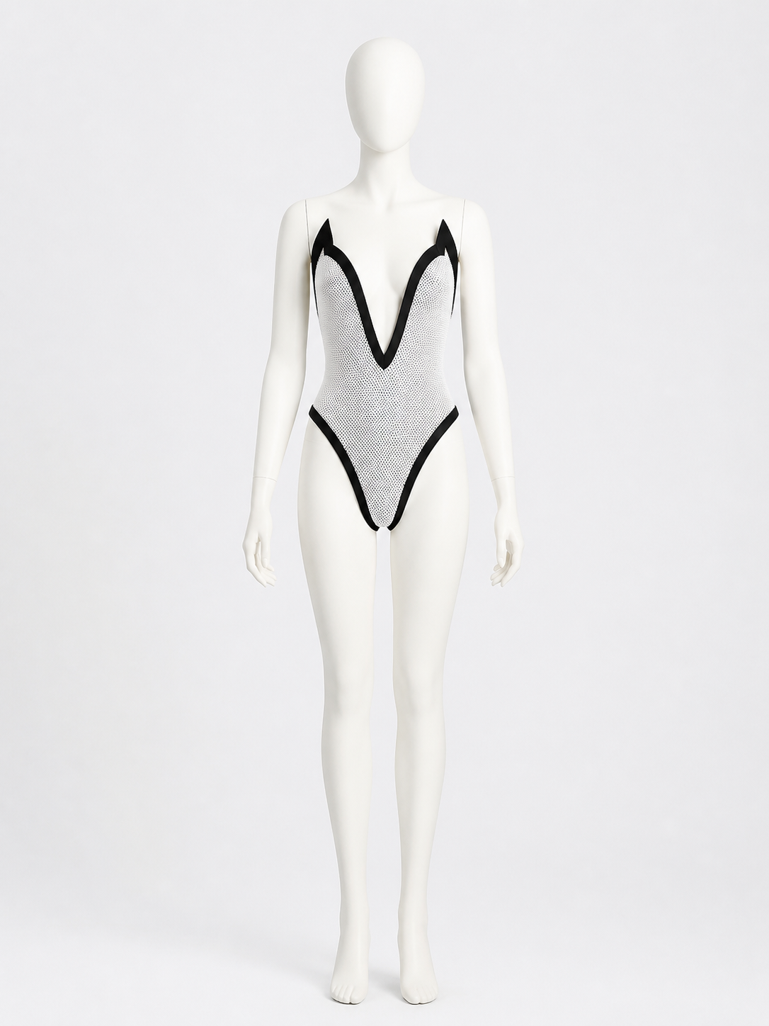 Men's Spider Superhero Bodysuit Costume, Black and White Mesh-Pattern Eye Costumes detail 2