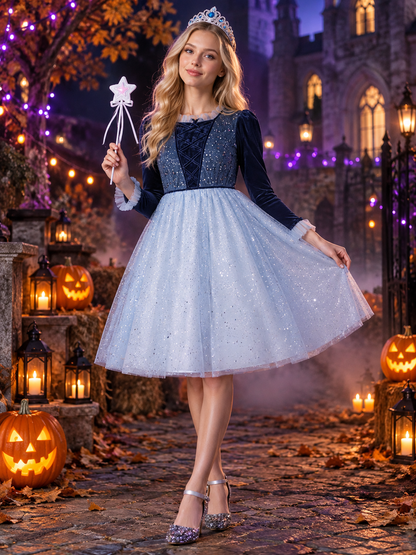 Kids' Princess Costume with Glitter, Blue
