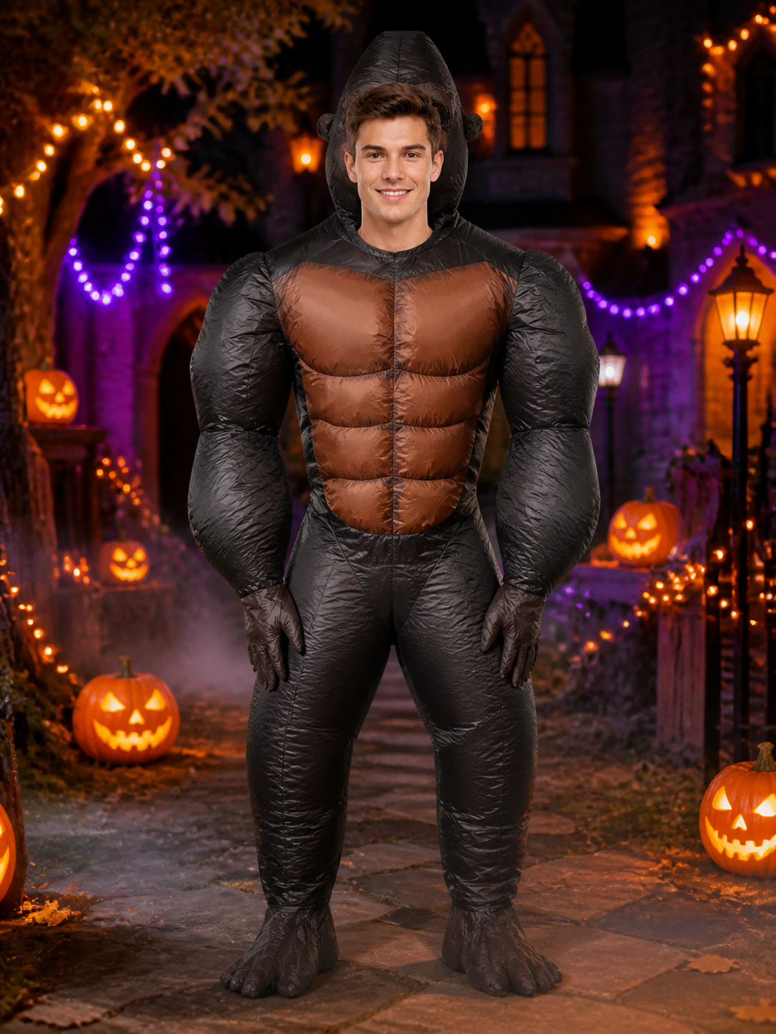 Unisex Inflatable Gorilla Jumpsuit Costume For Halloween