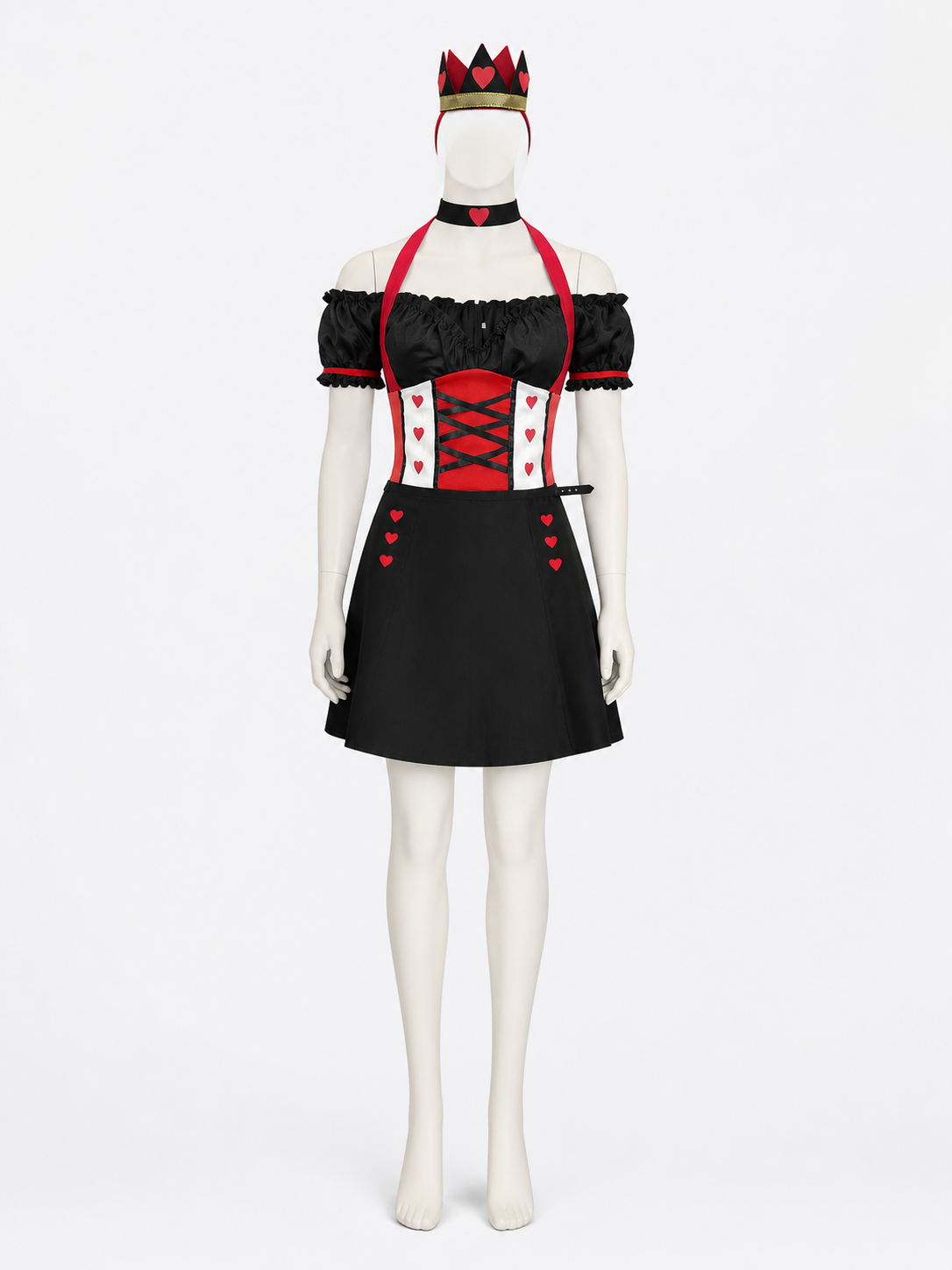 Women's Alice in Wonderland Queen of Hearts Costume Set with Crown and Skirt Costume Headwear detail 2