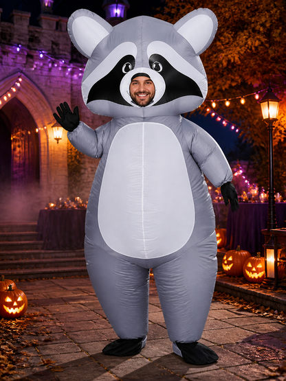 Raccoon Inflatable Costume, Gray Cartoon Jumpsuit for Halloween and Christmas Costumes detail 2