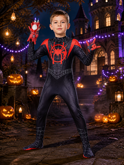 Boys' Miles Spider-Man Bodysuit Costume with Mask and Web Shooter Costume Masks detail 2