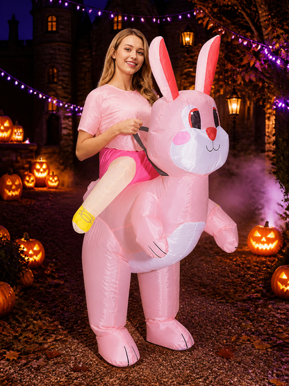 Unisex Pink Inflatable Bunny Costume, Funny Halloween Party Outfit Costumes detail 2