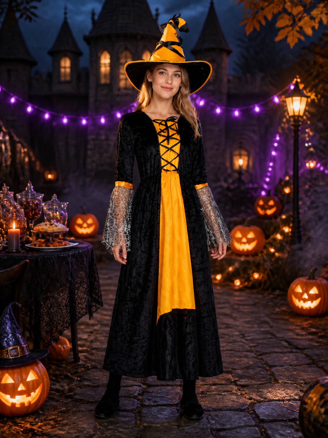 Witch Costume Dress with Hood for Halloween Costume Dresses detail 2