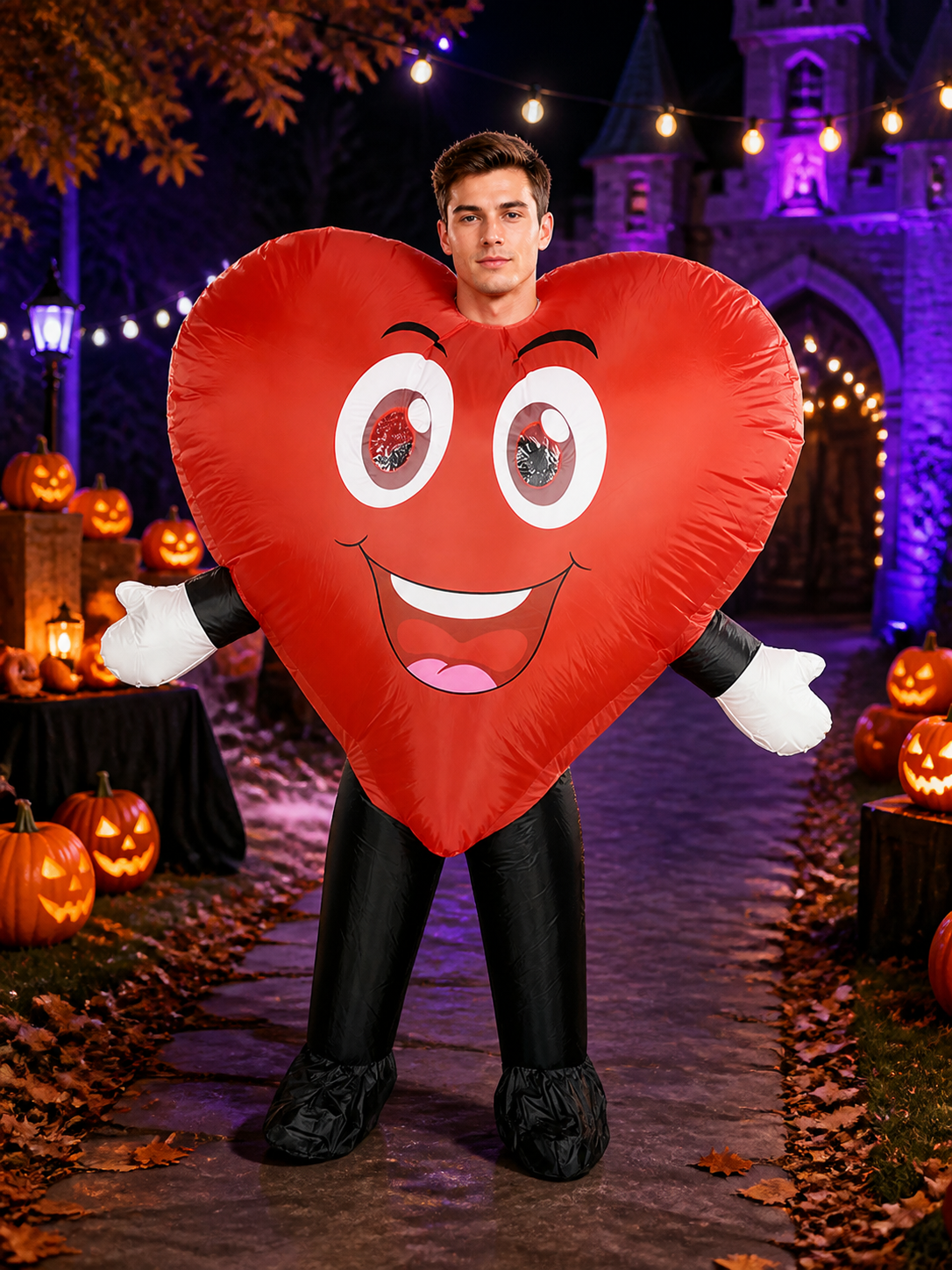 Unisex Heart Shape Inflatable Costume, Cartoon Halloween Party Outfit Costumes detail 2