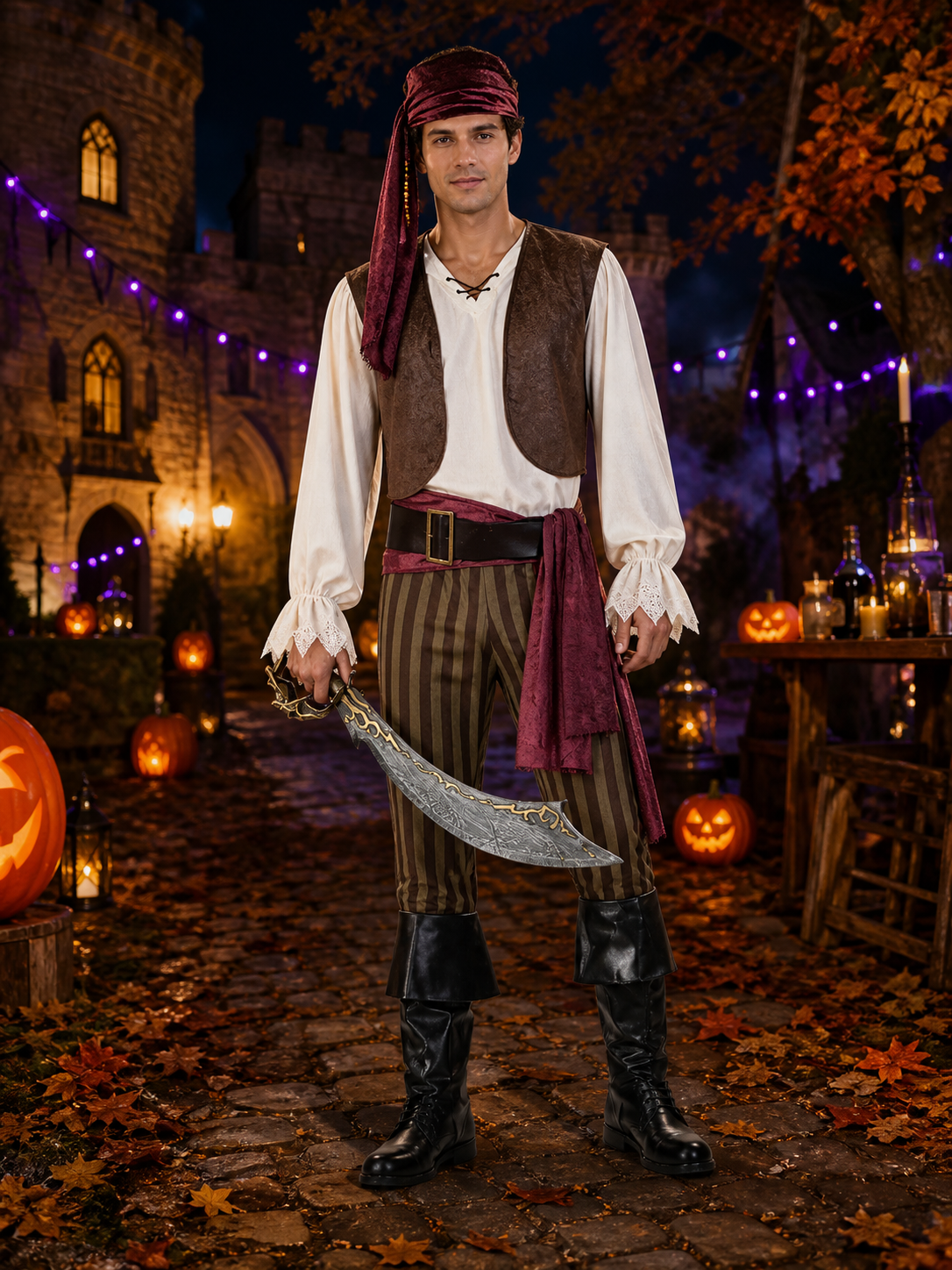 Pirate Costume with Vest for Cosplay and Halloween Costumes detail 2