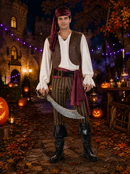 Pirate Costume with Vest for Cosplay and Halloween Costumes detail 2