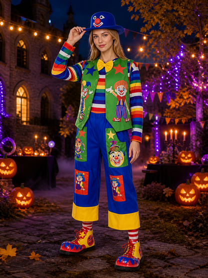 Circus-Style Clown Costume for Performances and Halloween Costumes detail 2