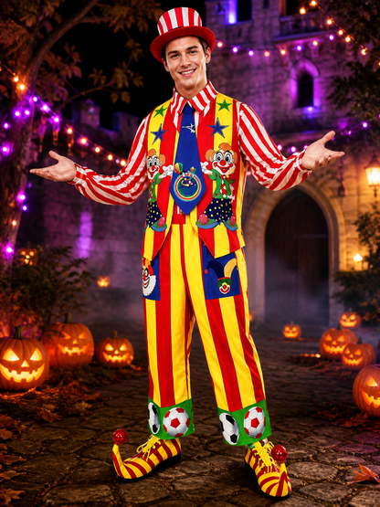 Striped Clown Costume for Masquerades and Performances Costumes detail 2
