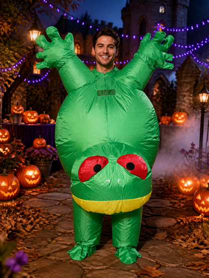Green Inflatable Dinosaur Costume with Red Eyes, Funny Halloween Outfit Costumes detail 2