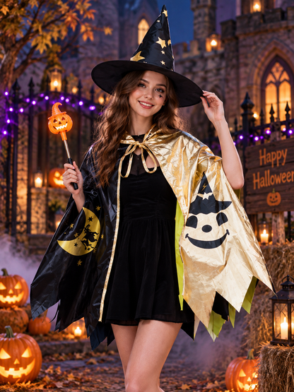 Kids' Witch Costume: Cape, Hat, Wand