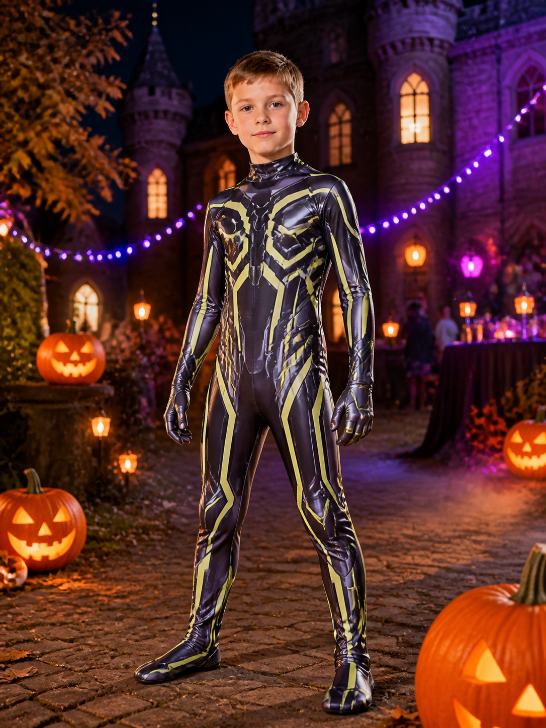 Kids' Black Iron Man Light-Up Full-Body Jumpsuit Costume Costumes detail 2