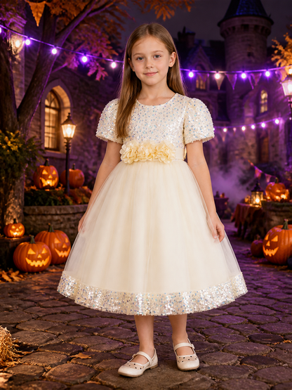 Baby Girls' Princess Party Dress with Sequin Bodice and Tulle Skirt Costume Dresses detail 2