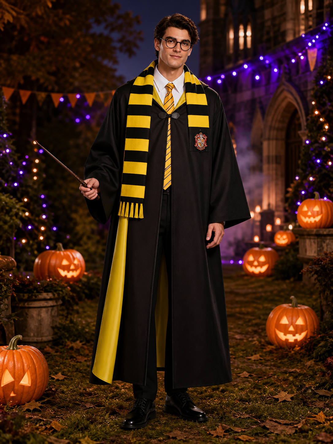 Harry Potter Hufflepuff Robe, 4-Piece Cosplay Set Costumes detail 2