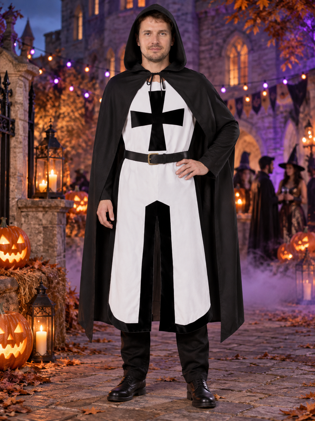 Medieval Knight Carnival Costume with Cross and Cape