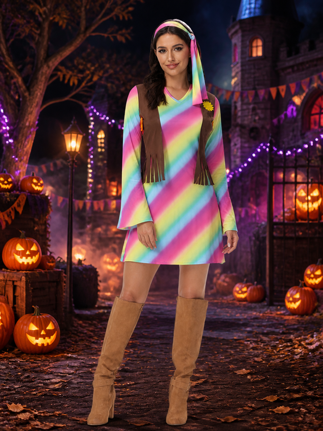 Retro Disco Jumpsuit with Skirt for Cosplay and Masquerades