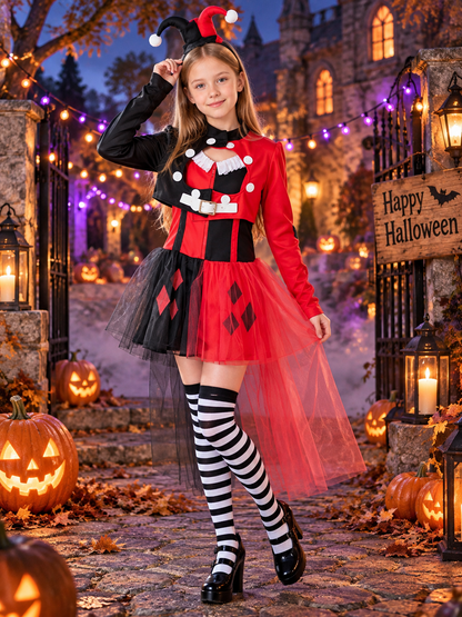 Polyester jester costume with headpiece
