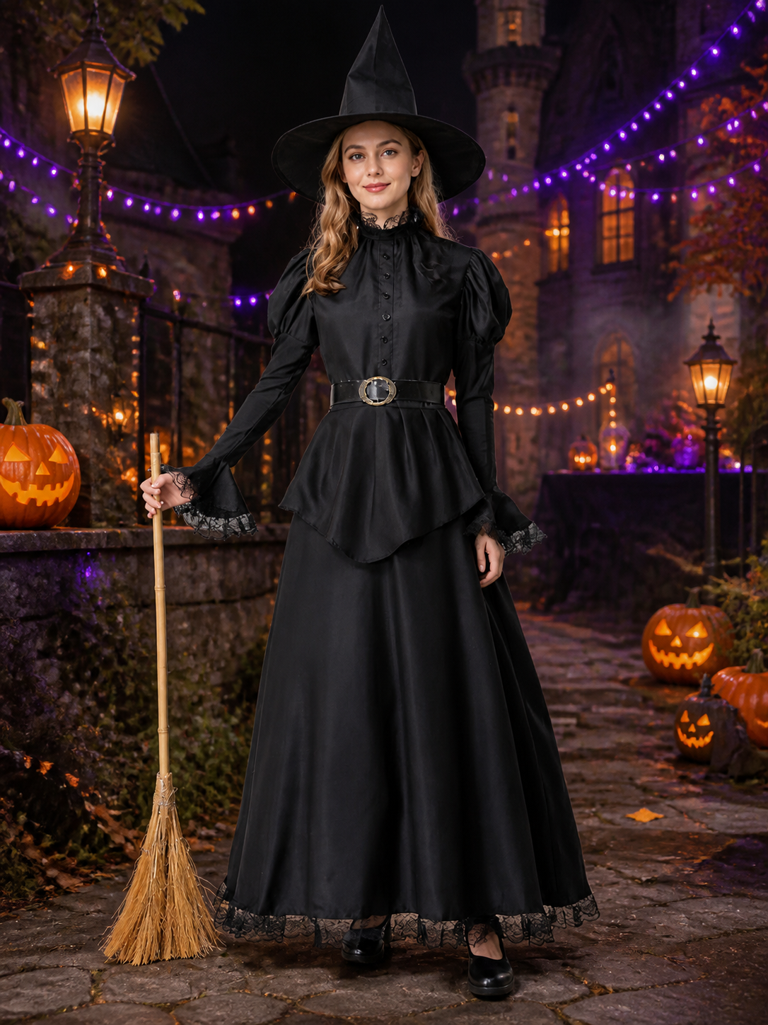 Gothic-Style Witch Costume for Halloween