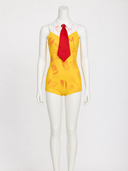 Harley Quinn Halloween Costume Set - Sleeveless Printed Bodysuit with Tie Costumes detail 2