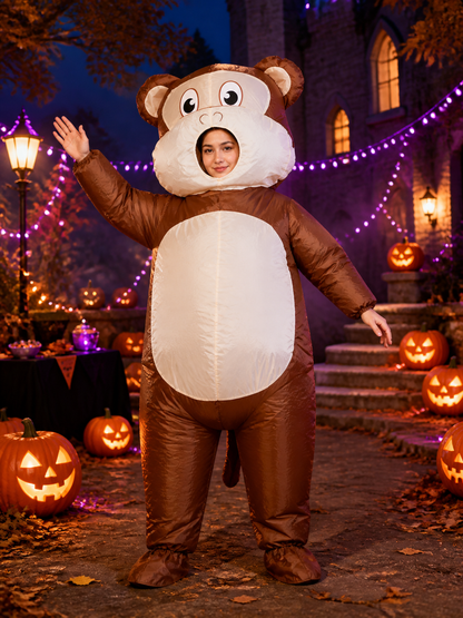 Customizable Inflatable Monkey Animal Onesie, Brown White Halloween Party Costumes detail 2