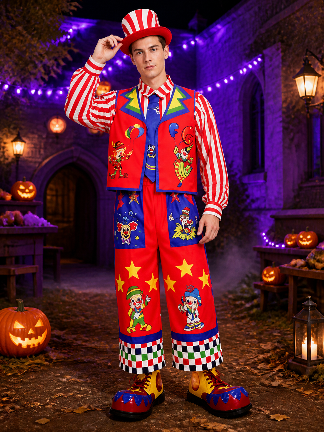 Circus Clown Costume for Adults, Carnival Costume for Performances