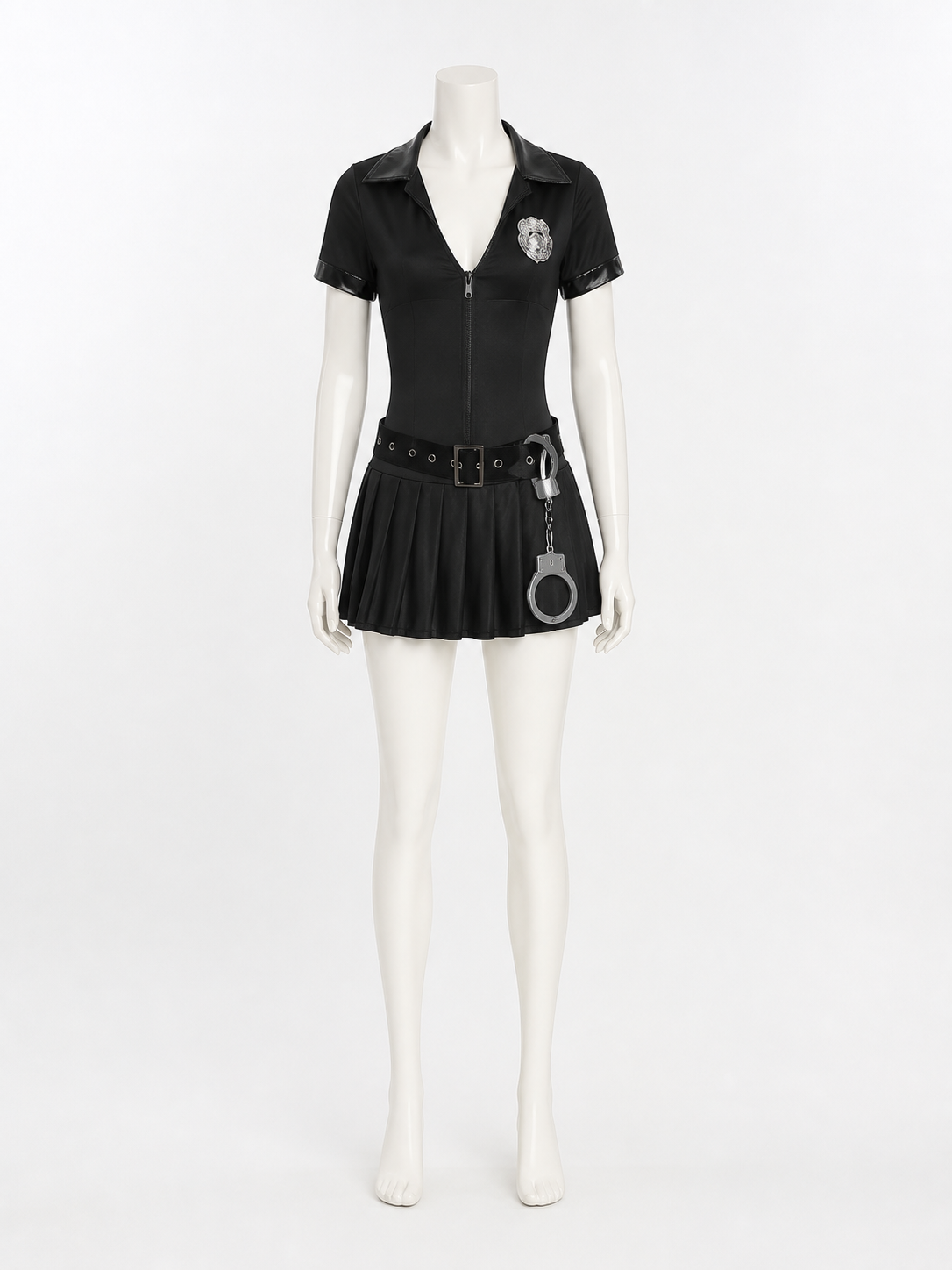 Women's Black Police Costume Dress, Halloween Cosplay Uniform Outfit Costume Dresses detail 2