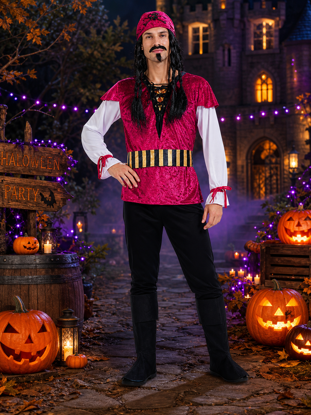 Pirate Costume with Bandana for Halloween Costumes detail 2