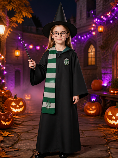Slytherin Wizard Costume with Hood for Cosplay