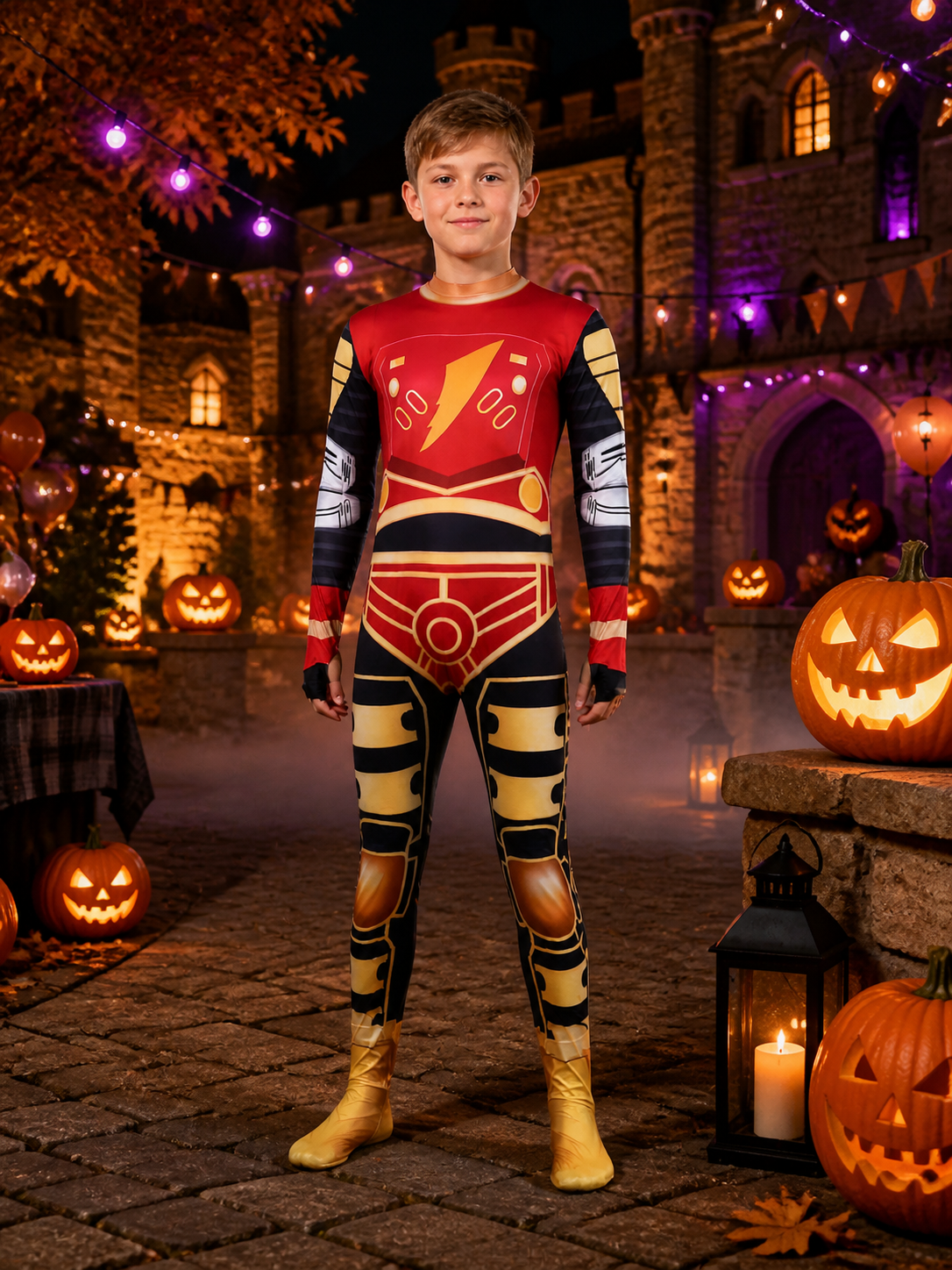 Dino Ranger Jumpsuit Costume, Sci-Fi Armor Design with Lightning Pattern Costumes detail 2