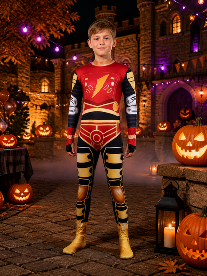Dino Ranger Jumpsuit Costume, Sci-Fi Armor Design with Lightning Pattern Costumes detail 2