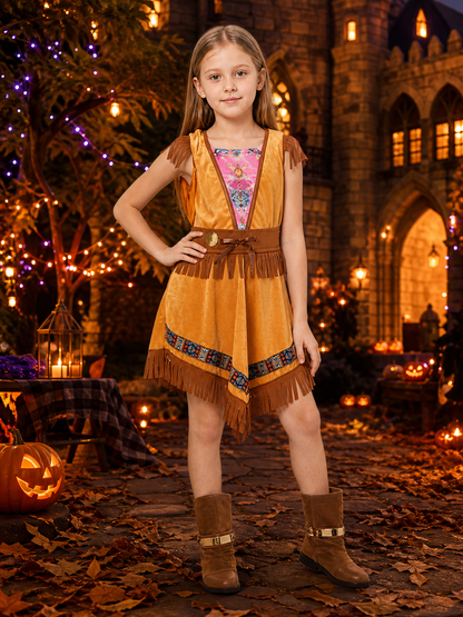 Halloween Native American Costume Dress with Fringe Costume Dresses detail 2