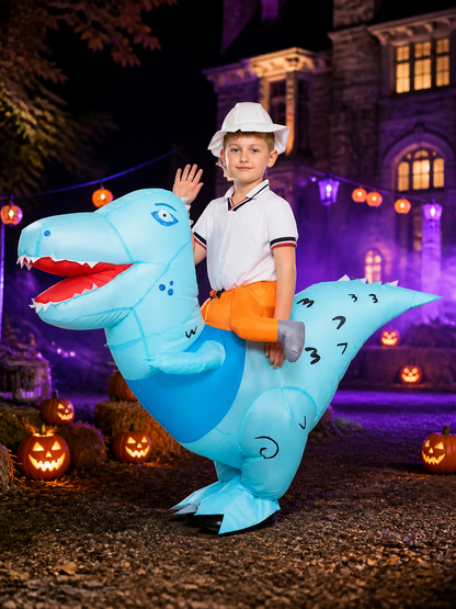 Inflatable Riding Dinosaur Costume, Blue Halloween Outfit Costumes detail 2