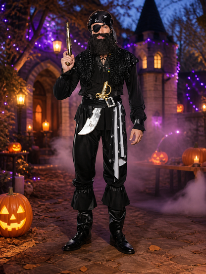 Pirate Costume with Faux Beard and Eyepatch Costumes detail 2