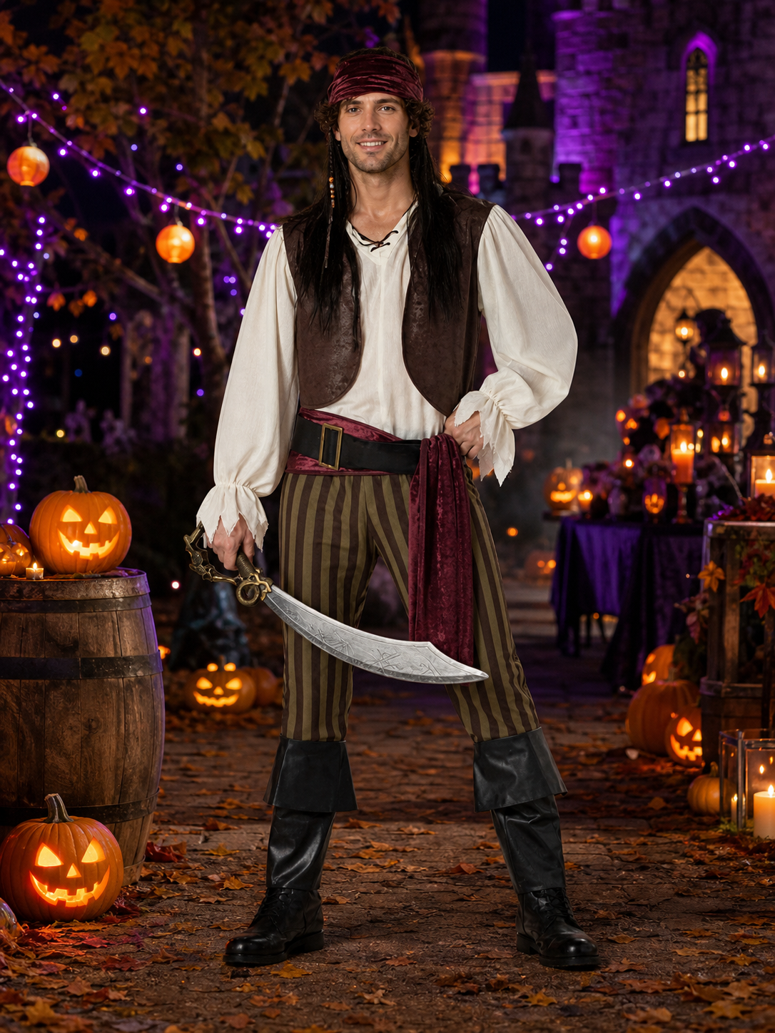 Retro Pirate Carnival Costume for Halloween Cosplay
