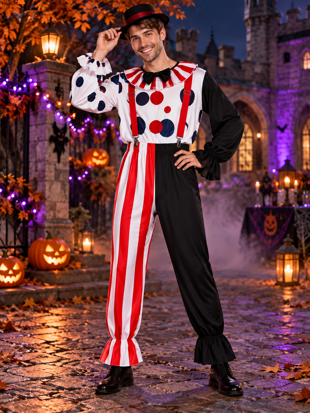 Kids' Clown Costume with Polka-Dot Shirt and Pants