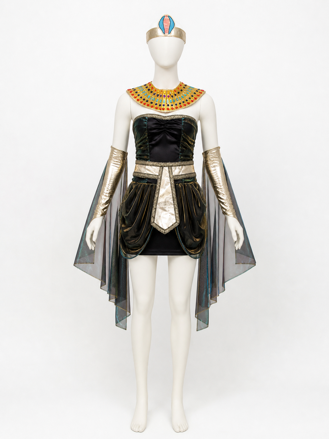 Egyptian Cleopatra Costume Dress Set with Headpiece, Shawl, Sleeves and Belt Costume Dresses detail 2