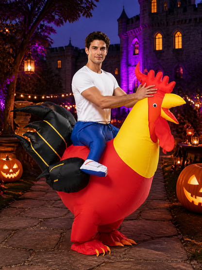 Adult Inflatable Rooster Costume, Red Bird Halloween Outfit Costumes detail 2