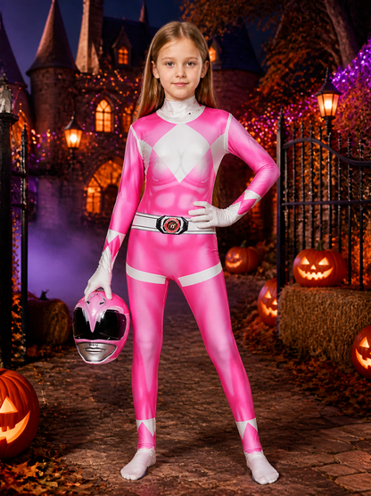 Dinosaur Knight Bodysuit Costume With Geometric Print For Halloween on-model Halloween scene view