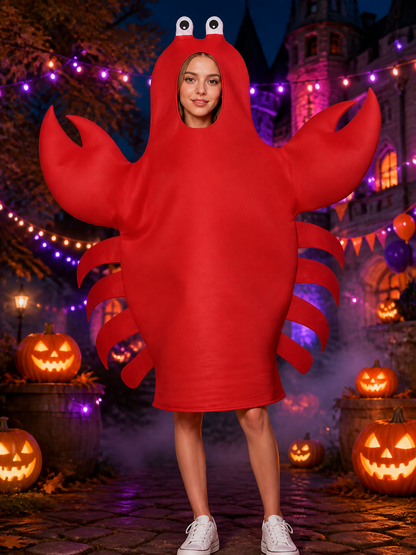 Red Crab Hooded Bodysuit Costume with Claws, Halloween Party Outfit Costumes detail 2