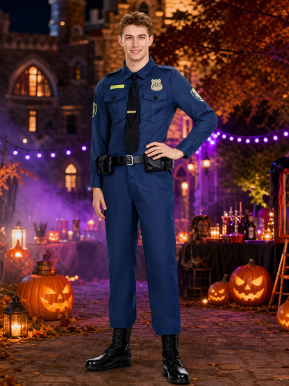 Rabbit Police Officer Costume Set with Badge, Belt, and Necktie - Halloween Costumes detail 2