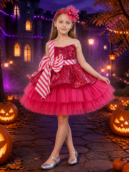 Girls' Christmas Sequin Tutu Dress Costume Set With Headband Costume Dresses detail 2