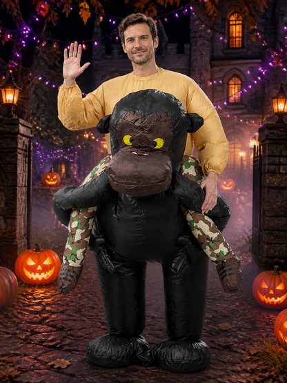Unisex Gorilla Inflatable Costume with Camo Print, Funny Halloween Party Outfit Costumes detail 2