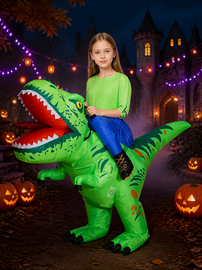 Green Dinosaur Inflatable Costume, Funny Halloween Party Outfit Costumes detail 2
