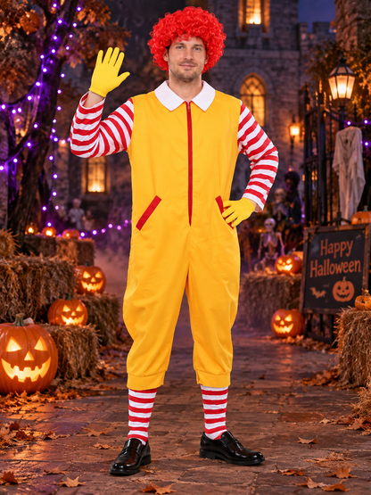 Clown Costume for Kids and Adults, Yellow with White Collar
