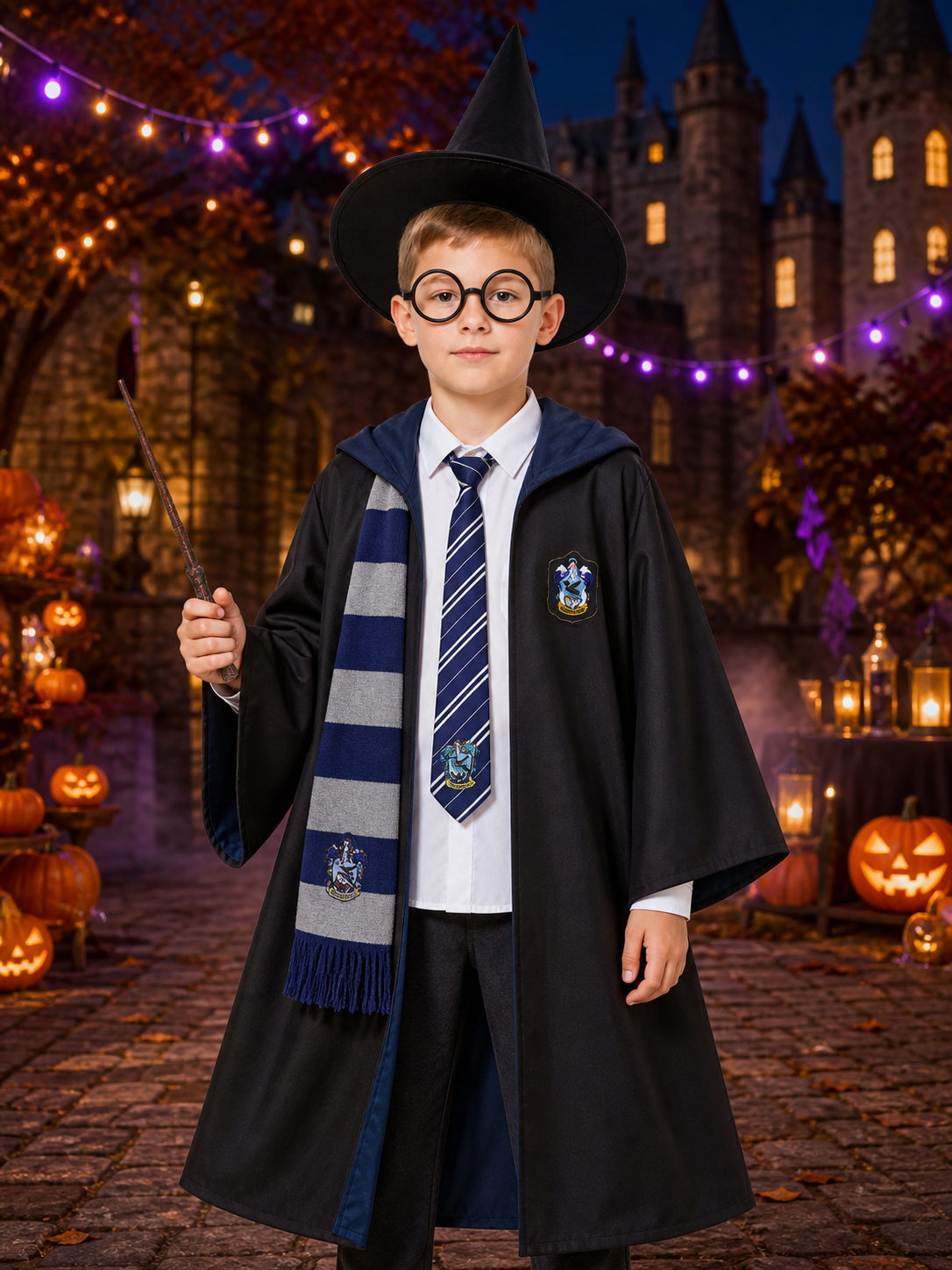 Ravenclaw Wizard Costume, Robe, 7-Piece Cosplay Set Costumes detail 2