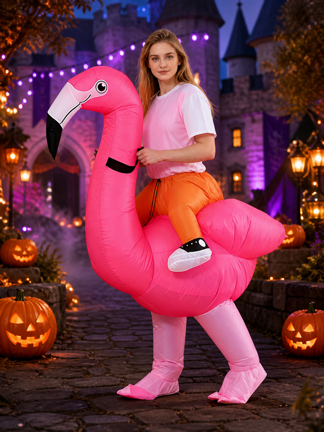 Flamingo Inflatable Costume for Adults, Fun Halloween Party Outfit Costumes detail 2