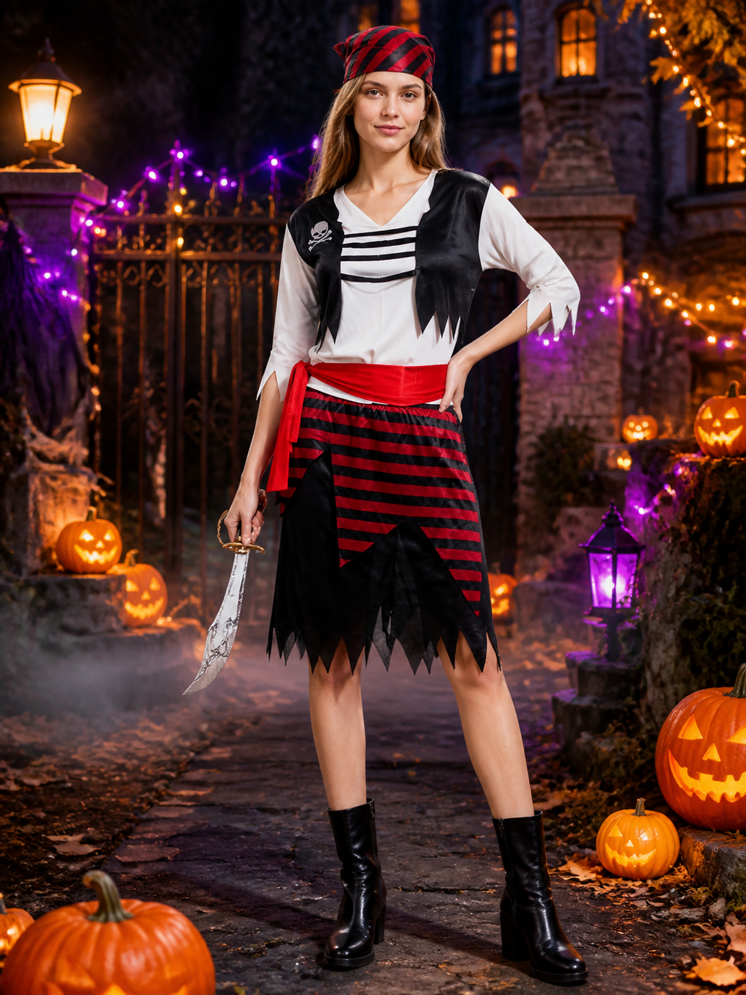 Pirate Costume W-0003 with Bandana for Masquerades and Cosplay Costumes detail 2