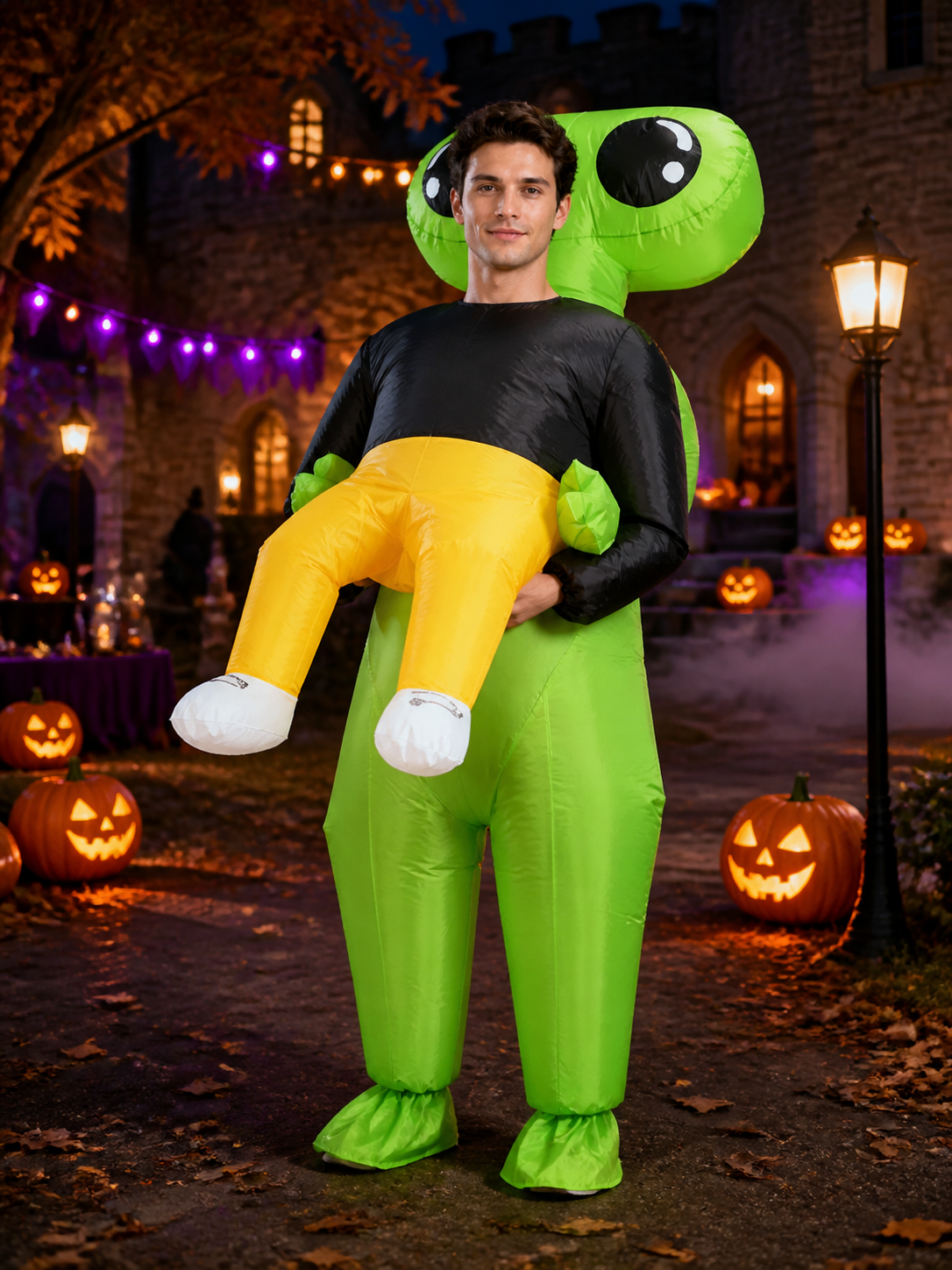 Adult Alien Inflatable Costume, Funny Halloween Outfit with Oversized Alien Head Costumes detail 2