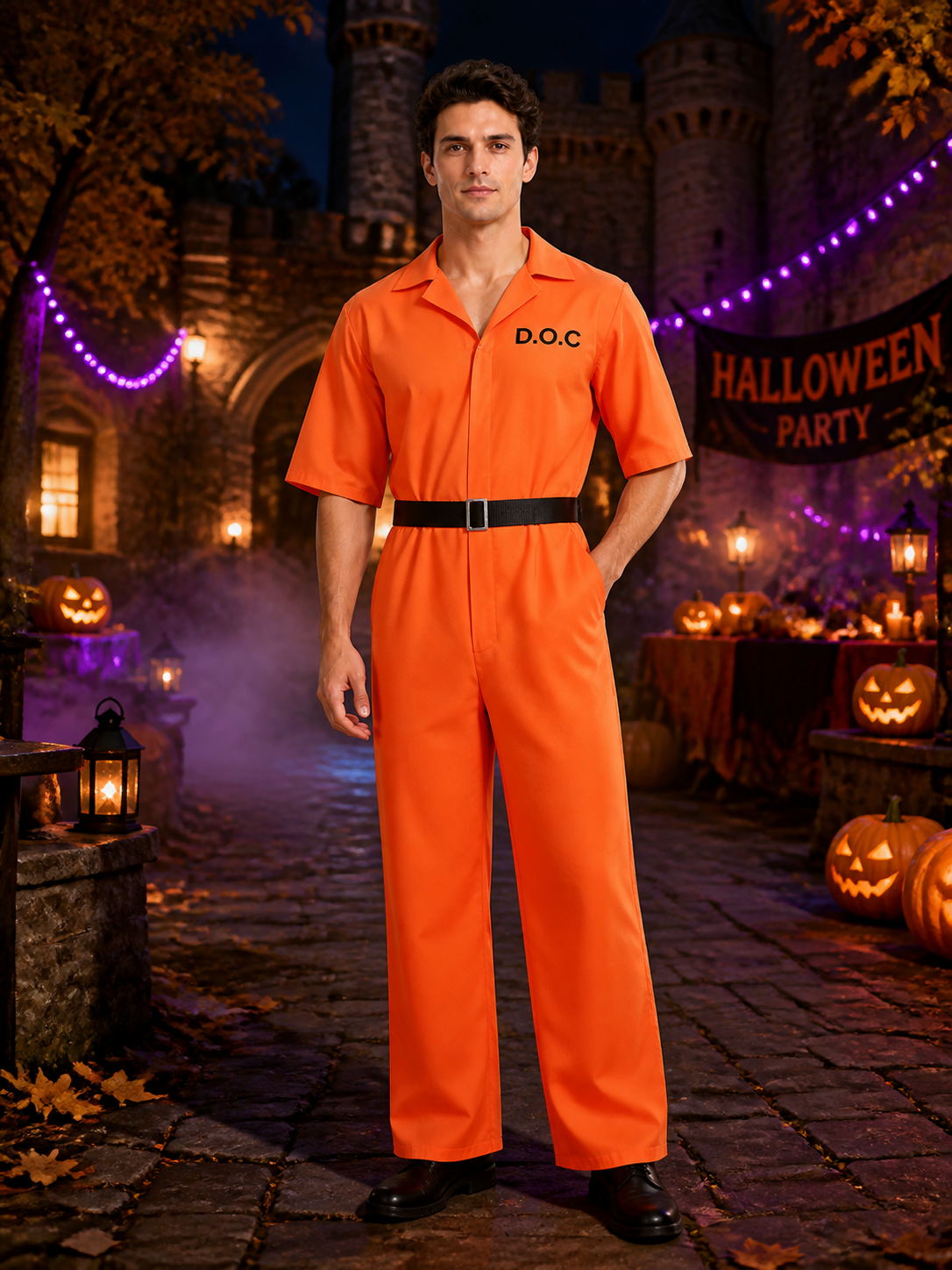 Orange Prisoner Jumpsuit for Halloween Cosplay Costumes detail 2
