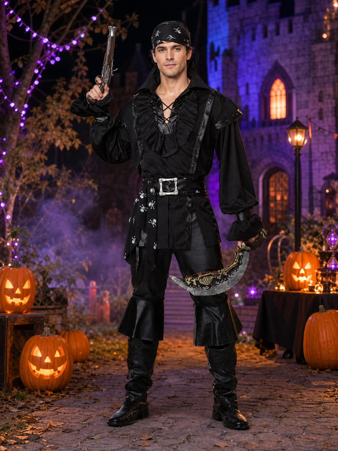 Caribbean-Style Pirate Costume for Role-Playing and Halloween